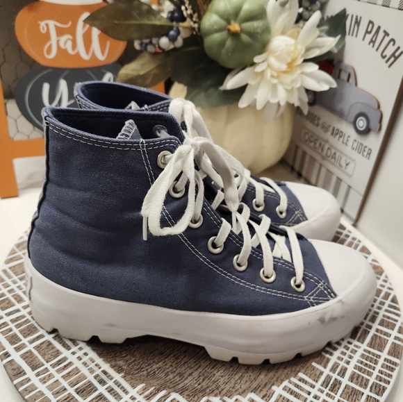😍EUC Converse Chuck Taylor All Star High Top Lugged Lace Up Sneakers, Navy Blue - Picture 15 of 15